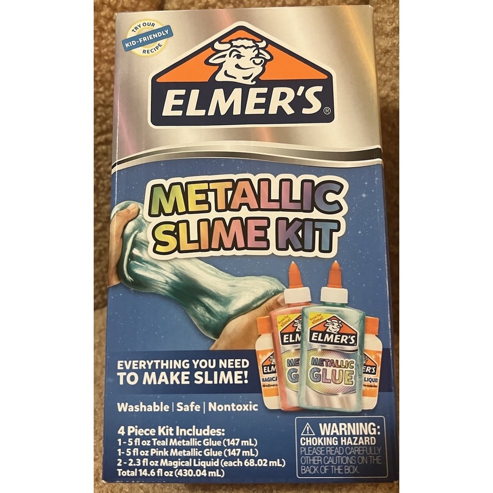 4pc Slime Elmer's Metallic Kit Kids Activity - Pink and Teal New